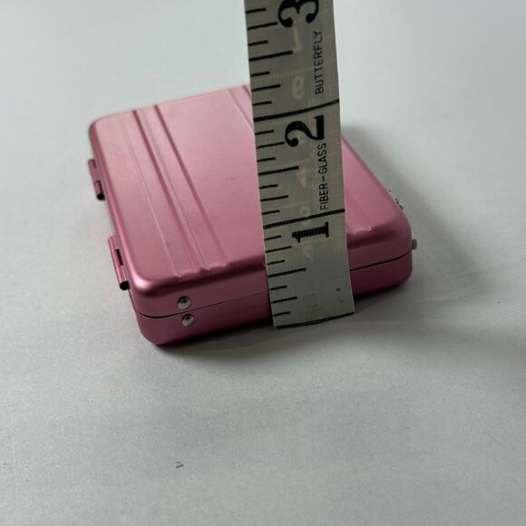 Mini Metal Briefcase Card Holder Pink Aluminum Alloy Case New - Picture 7 of 7